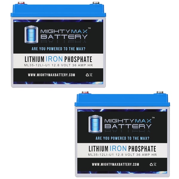 Mighty Max Battery 12V 35AH U1 Lithium Replacement Battery compatible with Pride Mobility PMV5000 Hurricane - 2PK - MAX4009645