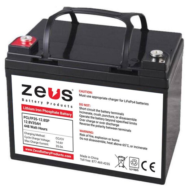 Zeus Battery Products 12.8V 35AH LiFePO4 Lithium Iron Phosphate - PCLFP35-12.8SP