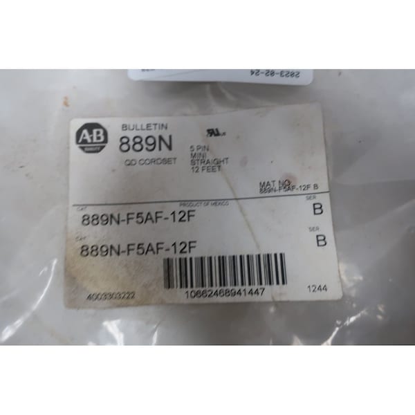 Allen Bradley 5P Mini Recto QD 12 pies 600V-AC Cable de Cordset - 889N-F5AF-12F