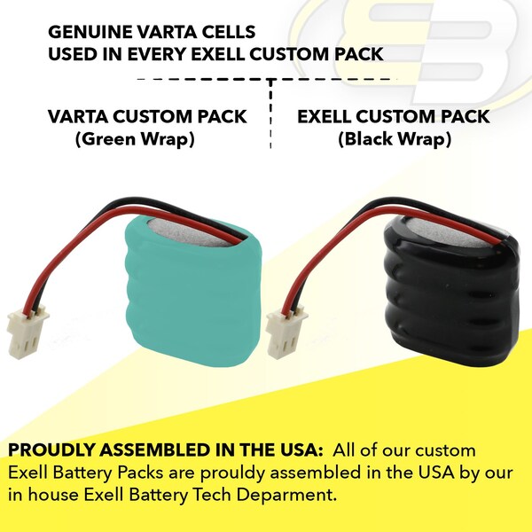 Exell Battery 4.8V 150mAh NiMH Battery for Quick Check 150 200 - 4/V150H-C
