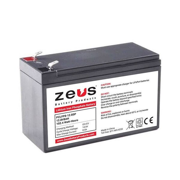 Zeus Battery Products 12.8V 8Ah Lfp Lithium Iron Phosphate - PCLFP8-12.8SP