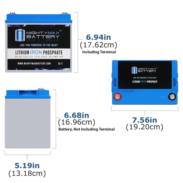 Mighty Max Battery 12V 35AH U1 Lithium Replacement Battery compatible with Leoch LPC12-33 - 4PK - MAX4017370