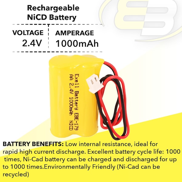 Exell Battery Emergency Lighting Battery Fits Exitronix Exit Signs 10010034 10010036 - EBE-179