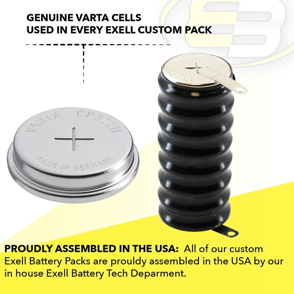 Exell Battery 9.6V 300mAh NiMH Battery w/TABS for Battery Timer, Senor, Meters - 8/CP300H-TABS