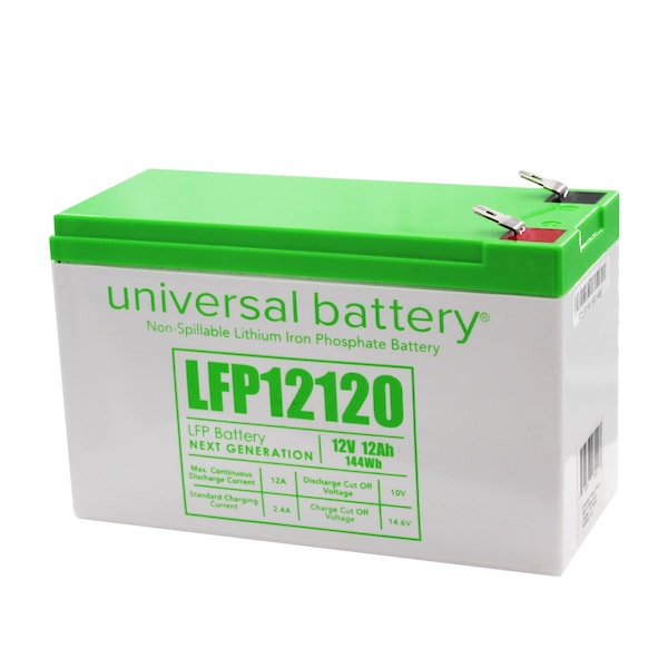 Upg Lithium LFP Battery, 12.8 V, 12Ah, in a 9Ah Case, F2 (Faston Tab) Terminal - 48042