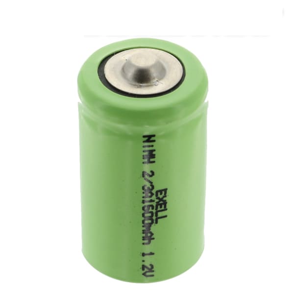 Exell Battery 2/3A 1.2V 1600mAh NIMH Rechargeable Button Top Battery - EBC-512