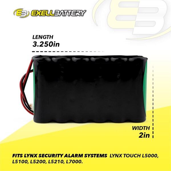 Exell Battery Exell NiMH 7.2V 2000mAh Ademco Lynx Alarm Systems Replacement Battery - EBC-70