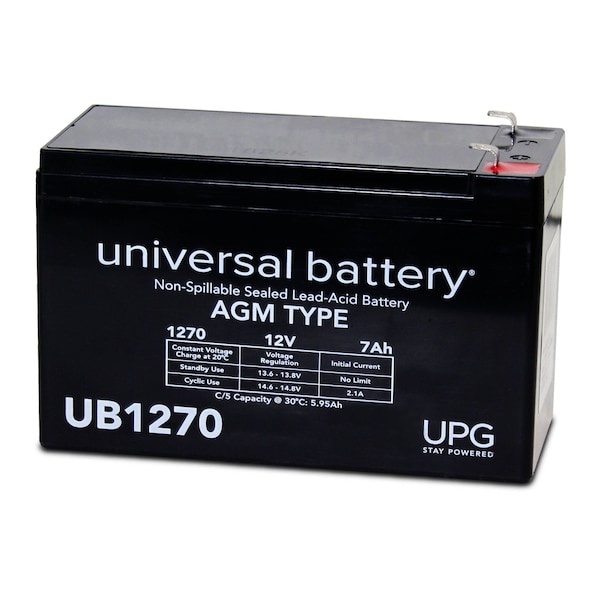 Upg Sealed Lead Acid Battery, 12 V, 7Ah, UB1270, F1 Faston Tab Terminal, AGM Type - 40800
