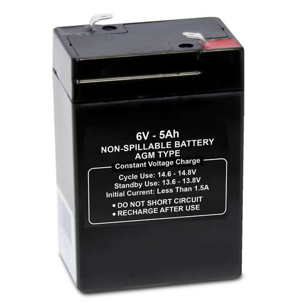 Zoro Select Sealed Lead Acid Battery, 6VDC, 5Ah - 47033