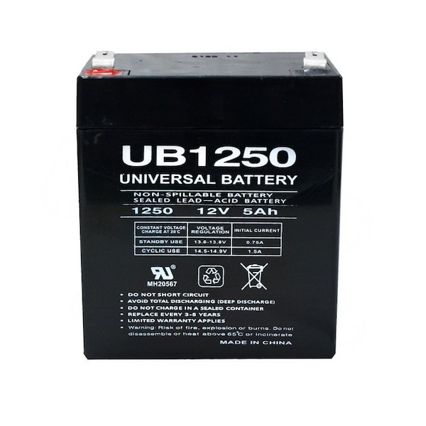 Upg Sealed Lead Acid Battery, 12 V, 5Ah, UB1250, F2 Faston Tab Terminal, AGM Type - D5777