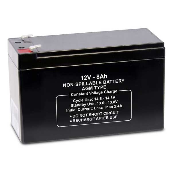 Zoro Select Sealed Lead Acid Battery, 12V, 8Ah, AGM - 47038