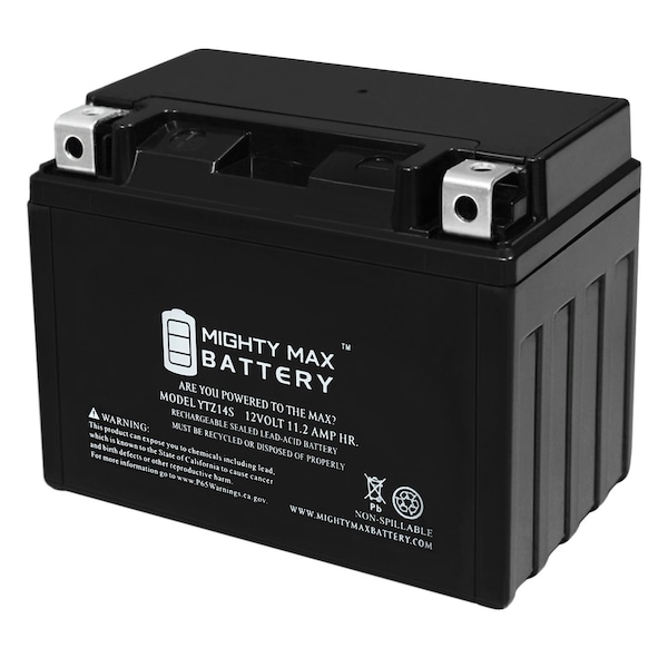 Mighty Max Battery 12V 11.2Ah 230 CCA Rechargeable Sealed Lead Acid Power Sport Battery - YTZ14S