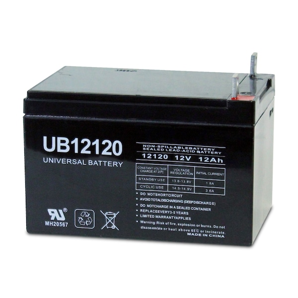 Upg Sealed Lead Acid Battery, 12 V, 12Ah, UB12120, T5 Tab Terminal, AGM Type - 40842