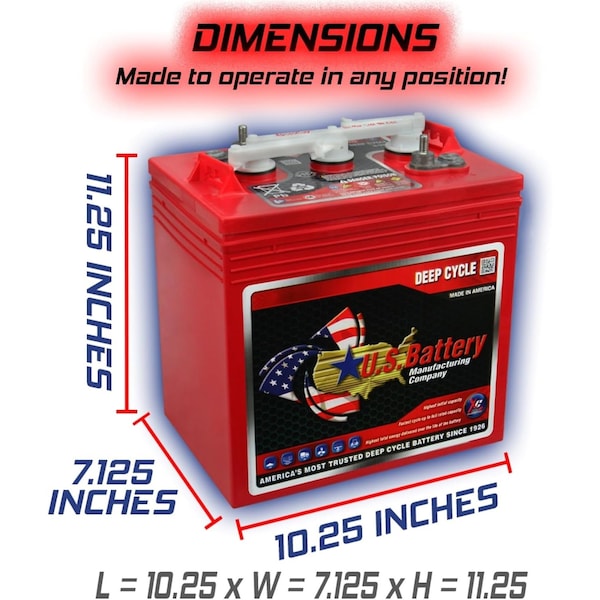 U.S. Battery US-2200-XC2 6V 232Ah Deep Cycle Flooded Battery Group GC2, 4PK - US 2200 XC2