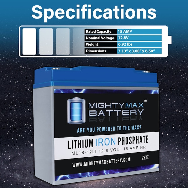 Mighty Max Battery 12V 18AH Lithium Replacement Battery for  Vector VEC012POB Power on Board Jump Starter - MAX3934671