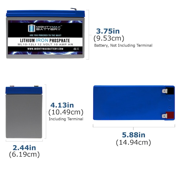 Mighty Max Battery 12V 10AH Lithium Replacement Battery for Johnson Controls GC12601 - MAX3917843
