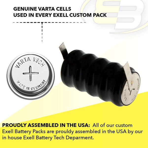 Exell Battery 5/V80H 6V 80mAh Rechargeable Battery w/Tabs 55608305060 for alarm systems, GPS - 5/V80H-TABS