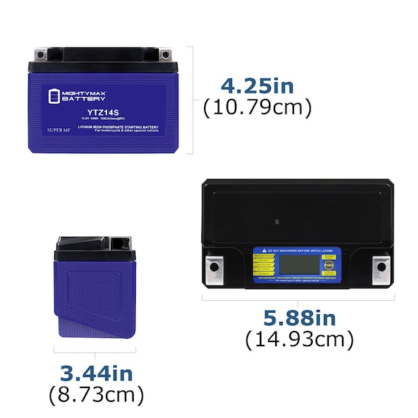 Mighty Max Battery YTZ14S Lithium Replacement Battery compatible with Snowmobile Mowers PWC Watercraft - MAX4005800