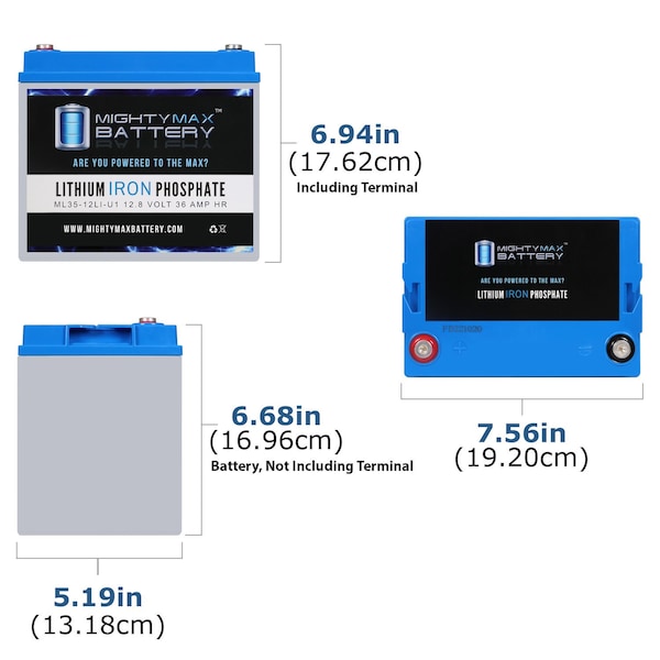 Mighty Max Battery 12V 35AH U1 Lithium Replacement Battery compatible with Neptune NT12-35 IT - 2PK - MAX4010398