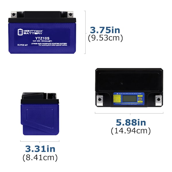 Mighty Max Battery YTZ10S Lithium Replacement Battery compatible with LTZ10S, KTZ10S - MAX4004741