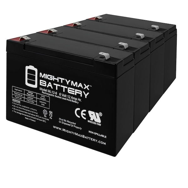Mighty Max Battery 6V 12AH F2 Battery for Waters Instruments Portable Kidney - 4PK - MAX3544072