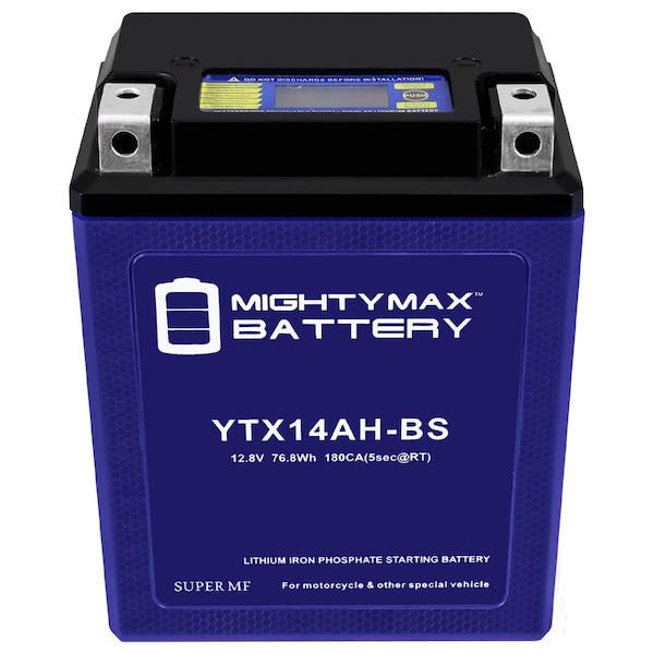 Mighty Max Battery YTX14AH-BS Lithium Replacement Battery compatible with ES14AHBS Motorcycle - MAX4005374