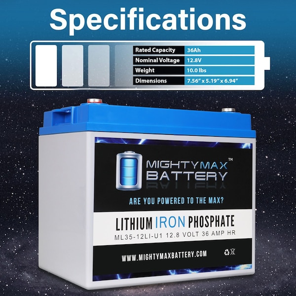 Mighty Max Battery 12V 35AH U1 Lithium Replacement Battery compatible with CSB GP12340 - 4PK - MAX4017383