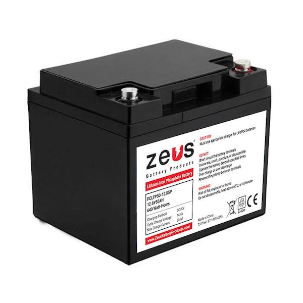 Zeus Battery Products 12.8V 50AH LiFePO4 Lithium Iron Phosphate - PCLFP50-12.8SP