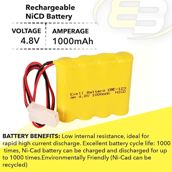 Exell Battery Emergency Lighting Battery Fits Lithonia 277ELNF ELB-4865N ELB4865N - EBE-123