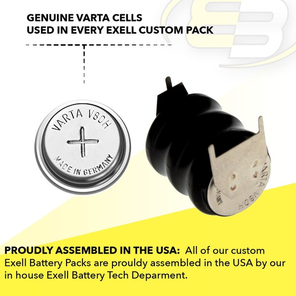 Exell Battery 3/V80H 3 Pin 3.6V 80mAh Battery 55608303059  for energy harvest backup, GPS - 3/V80H-3P