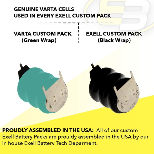 Exell Battery 3/V80H 3 Pin 3.6V 80mAh Battery 55608303059  for energy harvest backup, GPS - 3/V80H-3P
