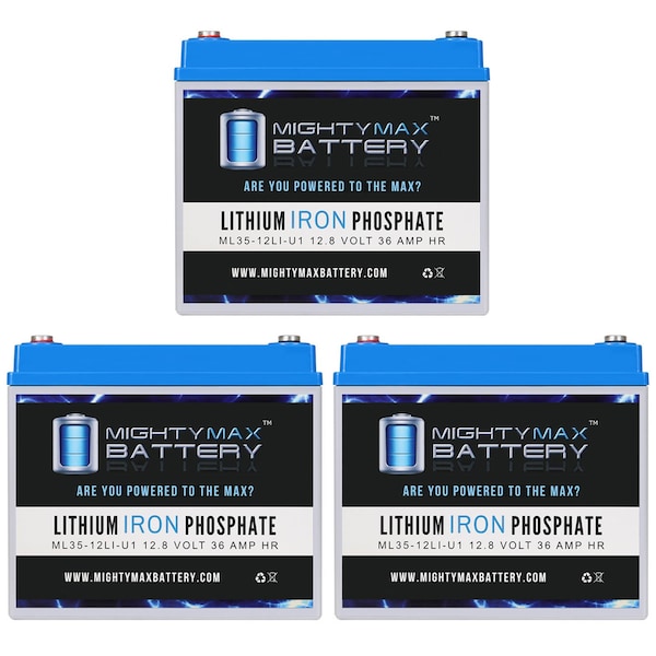 Mighty Max Battery 12V 35AH U1 Lithium Replacement Battery compatible with BSB DC12-35 - 3PK - MAX4015082