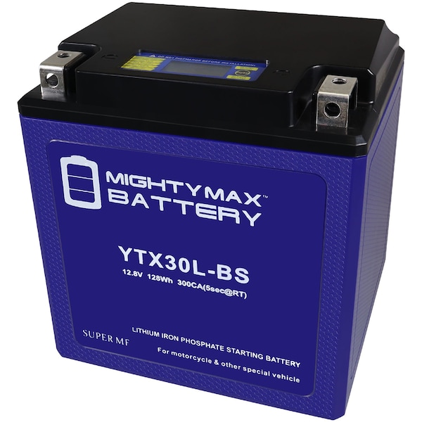 Mighty Max Battery YTX30L-BS Lithium Replacement Battery compatible with Polaris 500 Ranger 4X4 07 - MAX4006408