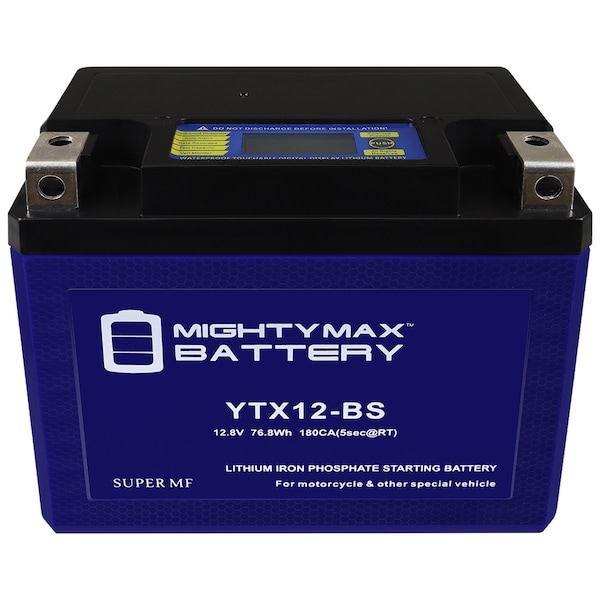 Mighty Max Battery YTX12-BS Lithium Replacement Battery Compatible with UltraMax TTX12-BS - MAX3987692