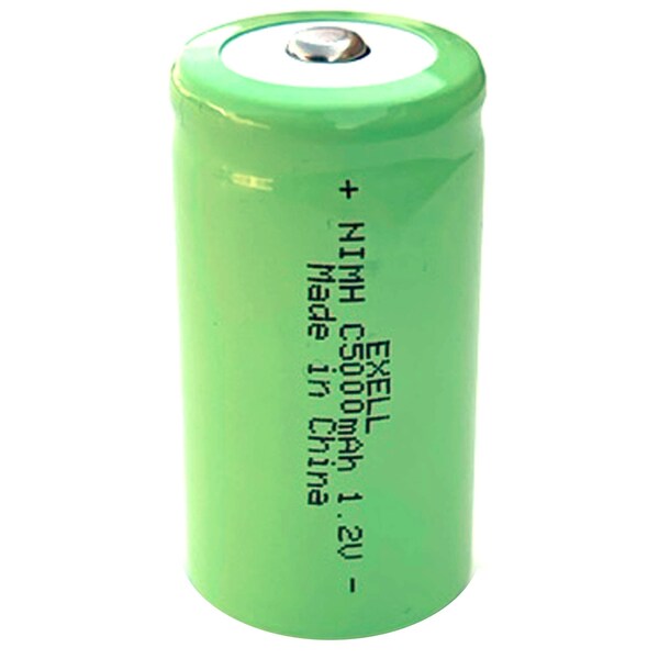 Exell Battery 1.2V 5000mAh NiMH C Size Rechargeable Button Top Battery - EBC-542