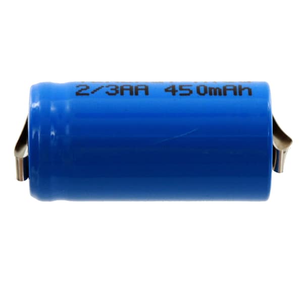 Exell Battery Rechargeable Battery 2/3AA NiCd 1.2V 450mAh with Tabs for Solar Light - EBC-2/3AA-WT