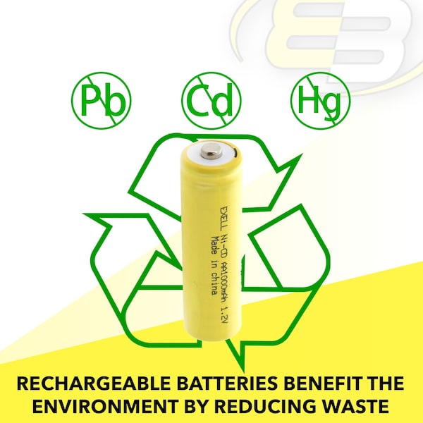 Exell Battery AA 1.2V 1000mAh Button Top Rechargeable Battery for LED Lights, Hobby, Alarms - EBC-308