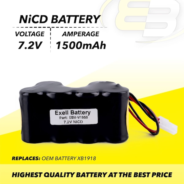 Exell Battery Vacuum Battery for Shark V1950 VX3 XB1918 - EBV-V1950