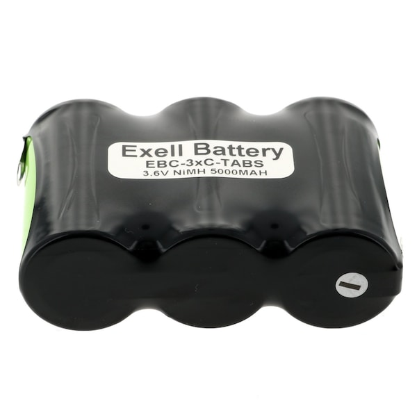 Exell Battery 3.6V 5000mAh NiMH Battery w/Tabs for Emergency Lights, Solar, Hobby Uses - EBC-3XC-TABS