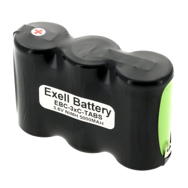 Exell Battery 3.6V 5000mAh NiMH Battery w/Tabs for Emergency Lights, Solar, Hobby Uses - EBC-3XC-TABS