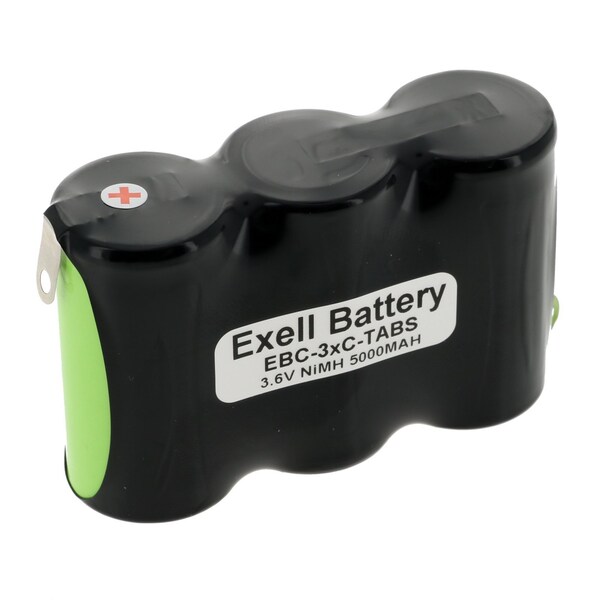 Exell Battery 3.6V 5000mAh NiMH Battery w/Tabs for Emergency Lights, Solar, Hobby Uses - EBC-3XC-TABS