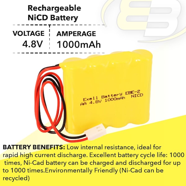 Exell Battery Emergency Lighting Battery For Dual-Lite 12-790 0120790 NABC 721259000 - EBE-2