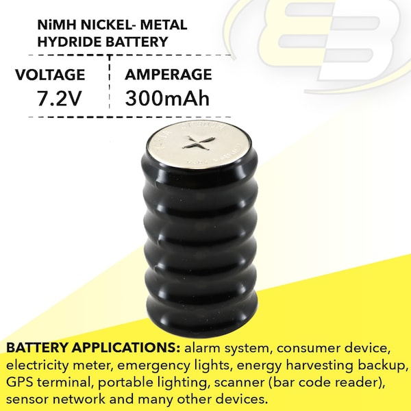 Exell Battery 7.2V 300mAh NiMH Battery for RTC, MBU, Batery Timer, Senors, Metering - 6/CP300H