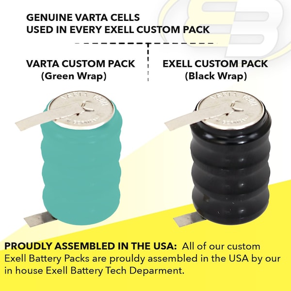 Exell Battery 4/V80H 4.8V 80mAh Battery with Tabs 55608304015 for electricity meter, RTC, MBU - 4/V80H-WT