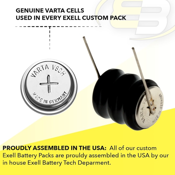 Exell Battery 3/V80H 2 Pin 3.6V 80mAh Battery 55608303015 for alarm system, consumer device - 3/V80H-2PIN