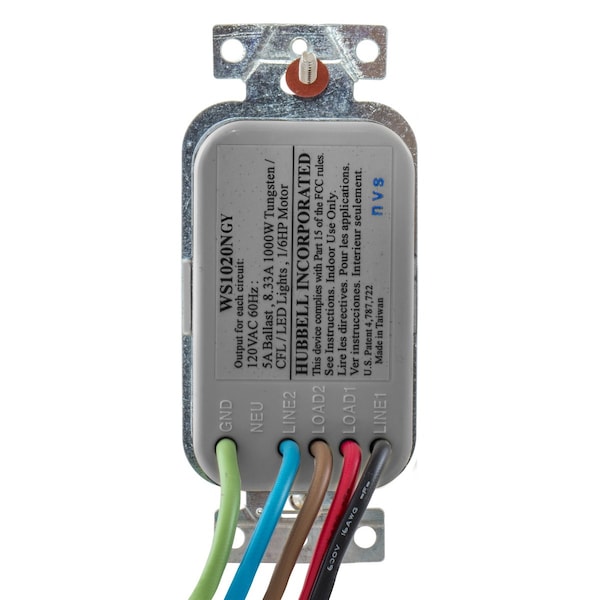 Sensores de interruptor de pared WS1020GY - WS1020GY de Hubbell Wiring Device-Kellems