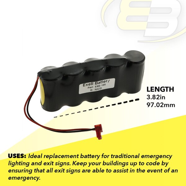 Exell Battery Emergency Lighting Battery for TEIG T26000139, Sure-Lites 026-139 - EBE-105