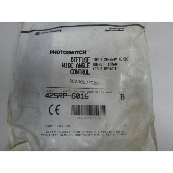 Allen Bradley PHOTOSWITCH DIFUSO ÁNGULO AMPLIO CONTROL 20-264V-CA 20-264V-CD SENSOR FOTOELÉCTRICO - 42SRP-6016