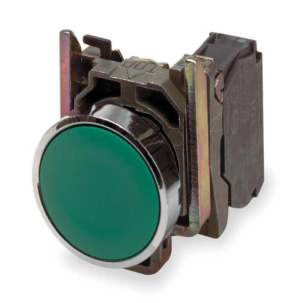 Botón pulsador no iluminado Schneider Electric, 22 mm, 1NA/1NC, verde - XB4BA35