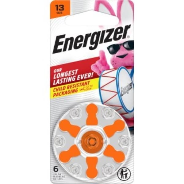 Energizer 13 AZ13DP-8 Hearing Aid Battery, 1.4 V Battery, 242 mAh, Zinc-Air - 13CR-6ENRUS